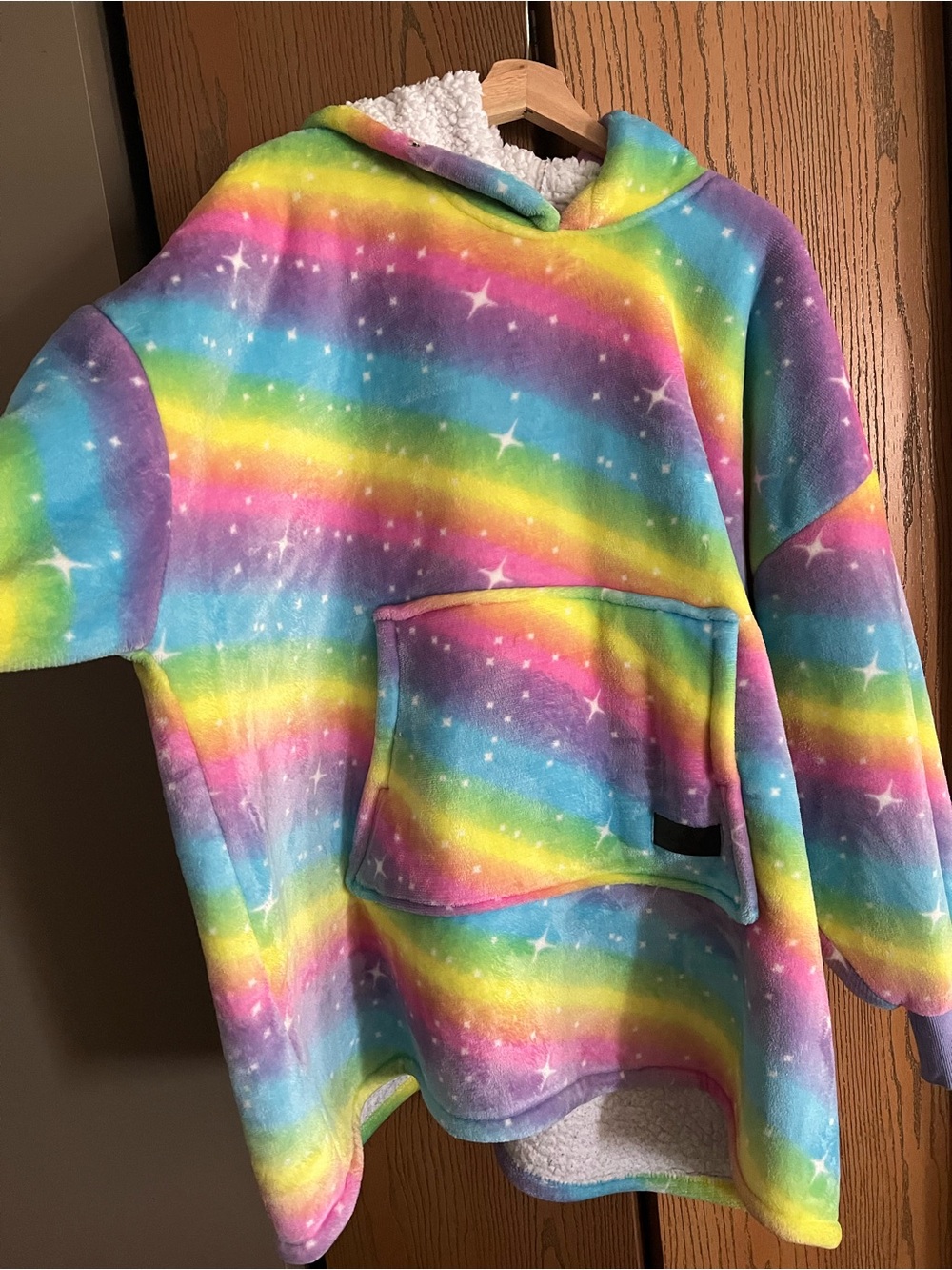 Catalonia Kids Rainbow Star Plush Hooded Blanket Pullover